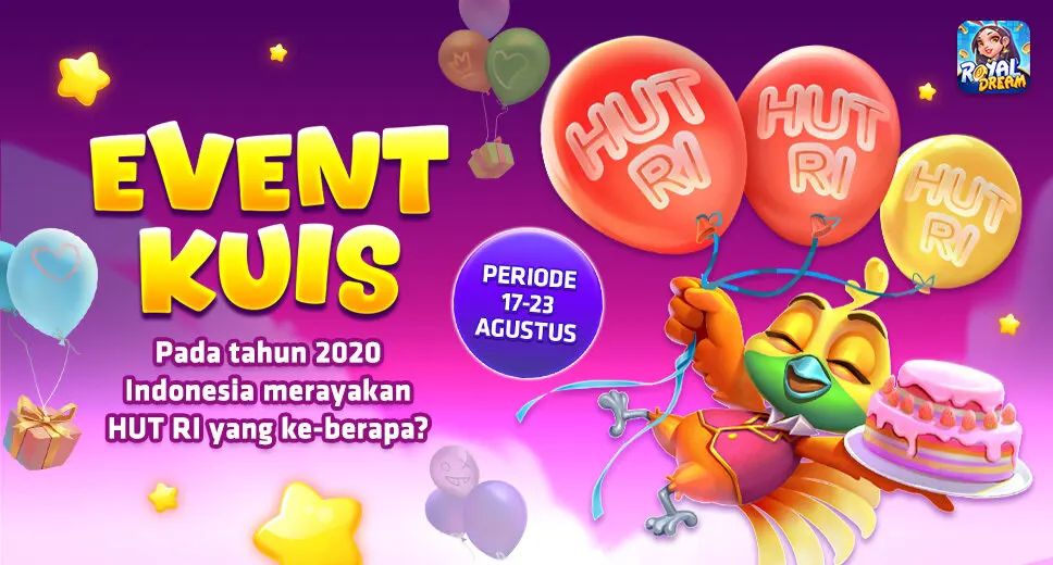 Kuis mingguan Royal Dream 17-23 Agustus 2026 trivia HUT RI dengan balon merah putih