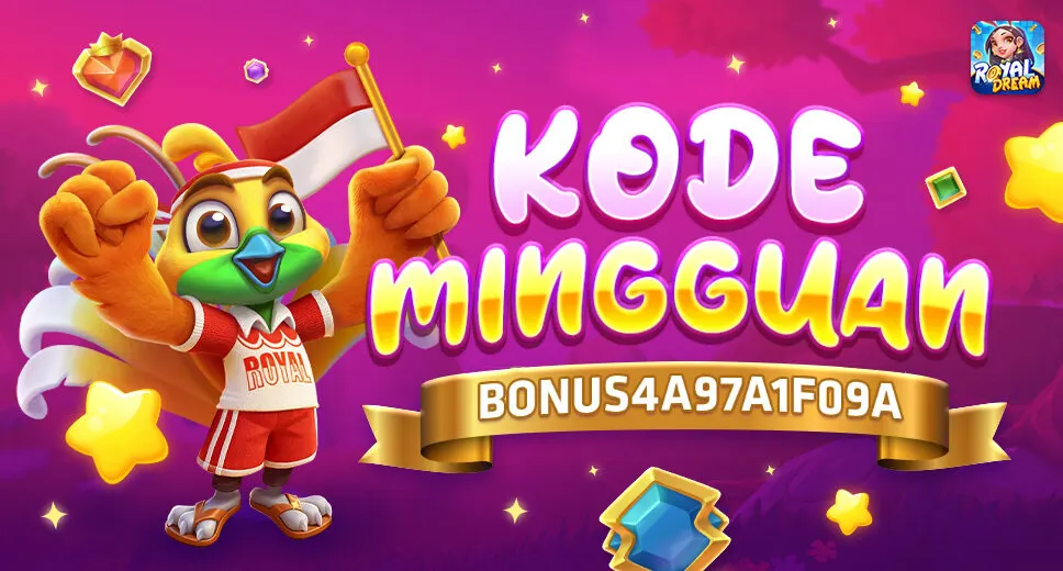 Pengumuman kode mingguan Royal Dream 17-23 Agustus 2026 dengan maskot berbendera merah putih