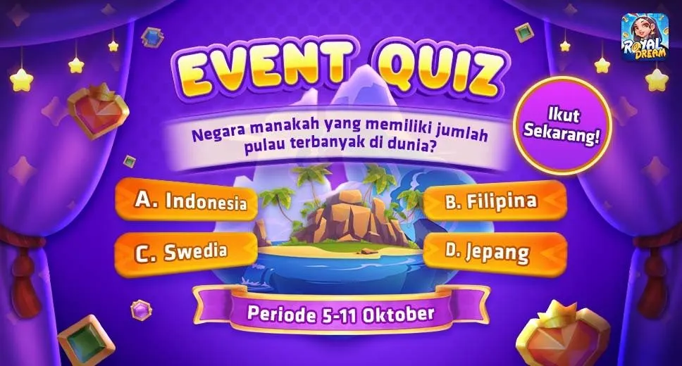 Kuis mingguan Royal Dream 5–11 Oktober 2026